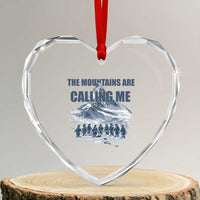 Funny Nihilist Penguin Hiking Heart Crystal Glass Ornament The Mountains Are Calling Me