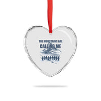 Funny Nihilist Penguin Hiking Heart Crystal Glass Ornament The Mountains Are Calling Me