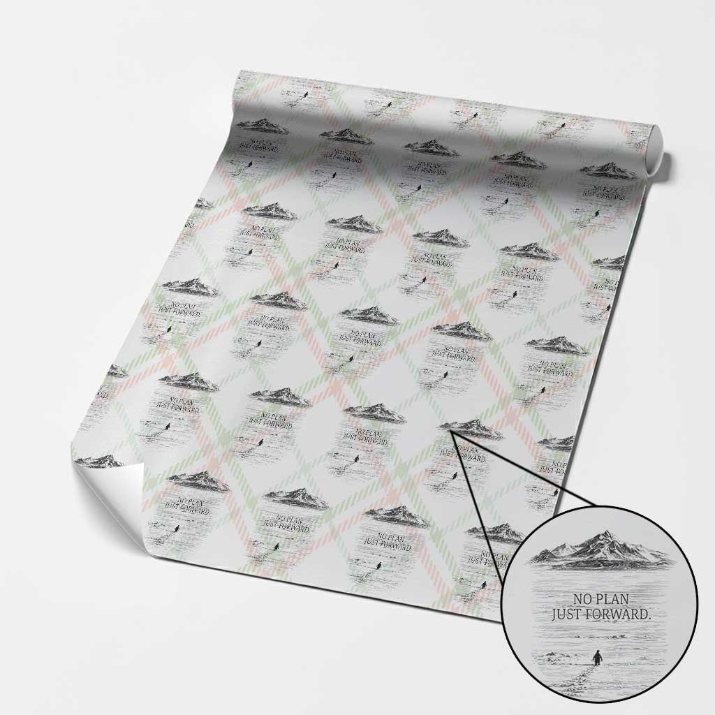 Funny Nihilist Penguin Hiking Wrapping Paper Roll No Plan Just Forward