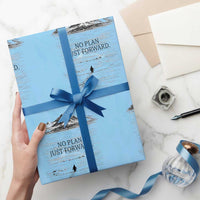 Funny Nihilist Penguin Hiking Wrapping Paper Roll No Plan Just Forward
