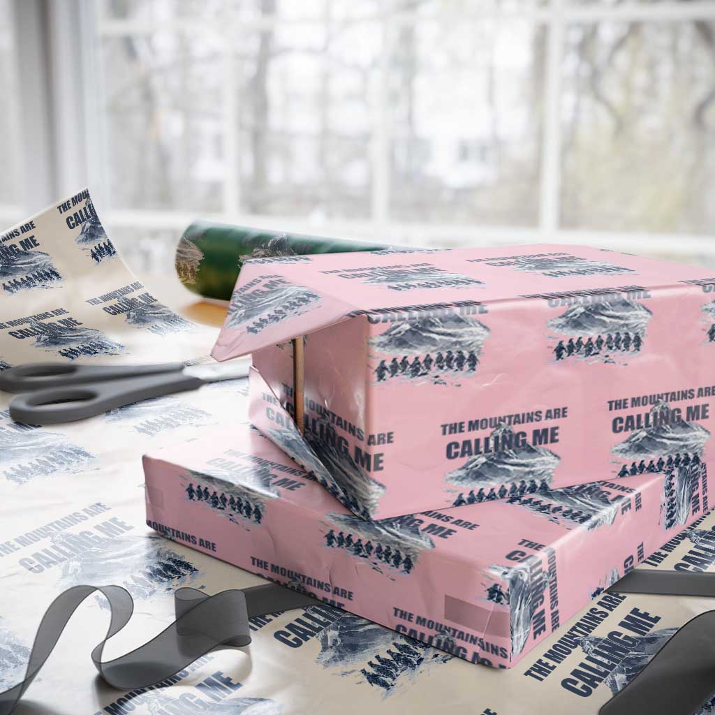 Funny Nihilist Penguin Hiking Wrapping Paper Roll The Mountains Are Calling Me