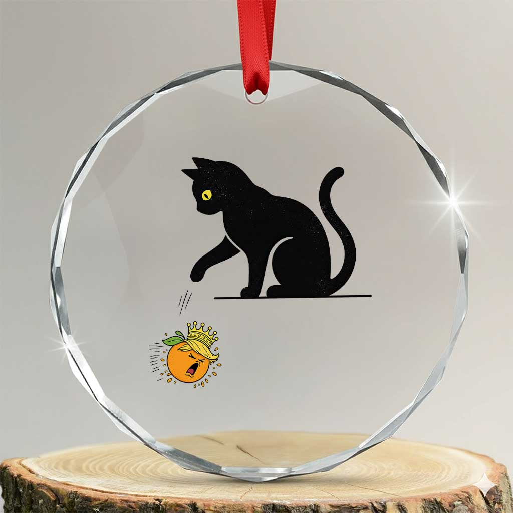 Funny No Kings Black Cat Crystal Glass Ornament Rebellious Cat Lover Gift