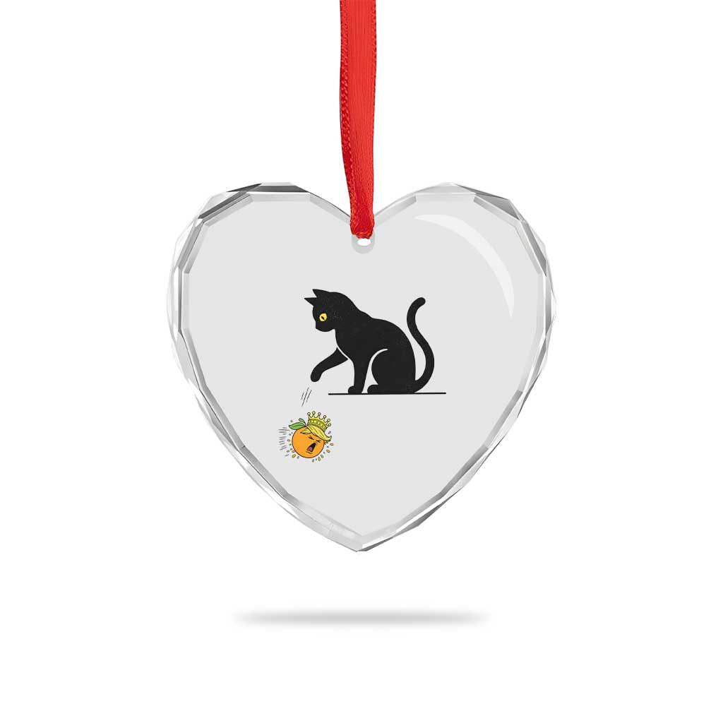 Funny No Kings Black Cat Heart Crystal Glass Ornament Rebellious Cat Lover Gift