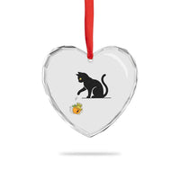 Funny No Kings Black Cat Heart Crystal Glass Ornament Rebellious Cat Lover Gift