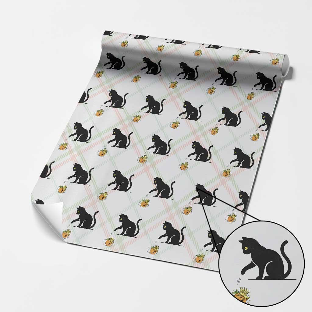 Funny No Kings Black Cat Wrapping Paper Roll Rebellious Cat Lover Gift