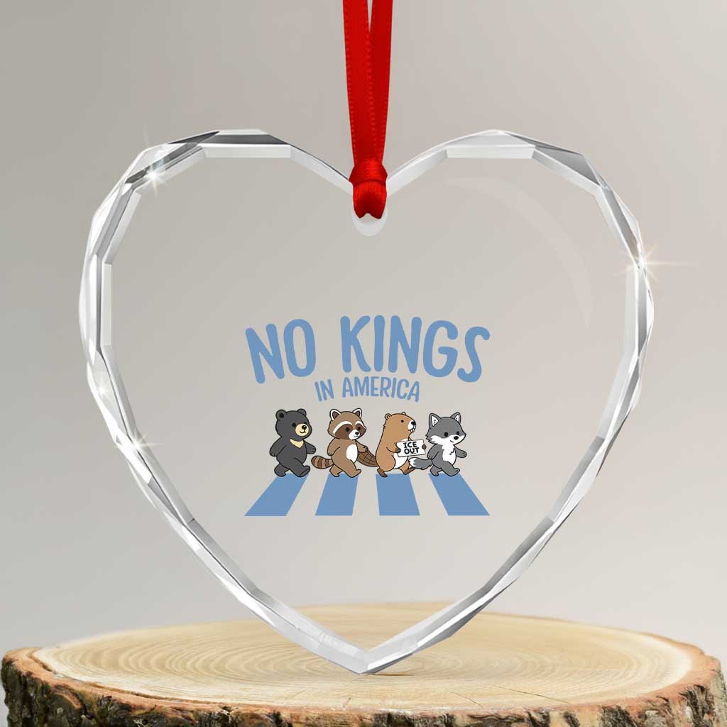 Funny No Kings Cute Forest Animals Heart Crystal Glass Ornament Gift For Animal Lovers