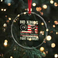 Funny No Kings Fight Oligarchy Crystal Glass Ornament Betsy Ross Flag Hand Fist - Wonder Print Shop