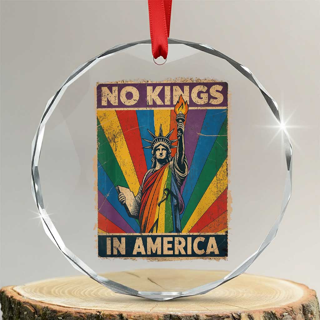 Funny No Kings In America LGBT Crystal Glass Ornament Retro Statue Of Liberty - Wonder Print Shop