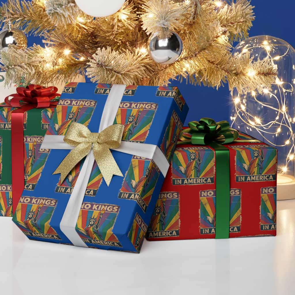 Funny No Kings In America LGBT Wrapping Paper Roll Retro Statue Of Liberty - Wonder Print Shop