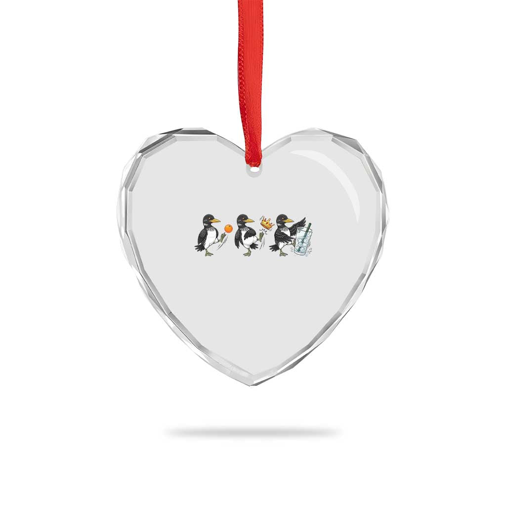 Funny No Kings MN Rebel Loon Heart Crystal Glass Ornament Minnesota State Pride