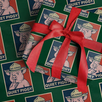 Funny No Kings Quiet Piggy Meme Wrapping Paper Roll Political Humor Gift - Wonder Print Shop