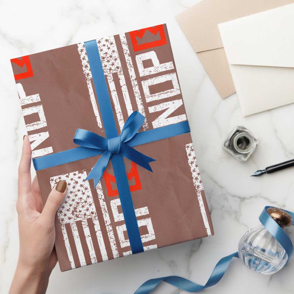 Funny Nope No Kings Vintage American Flag Wrapping Paper Roll - Wonder Print Shop