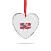 Funny Norway Drummer Ro Ro Heart Crystal Glass Ornament Patriotic Norge Norwegian Flag Rowing Support