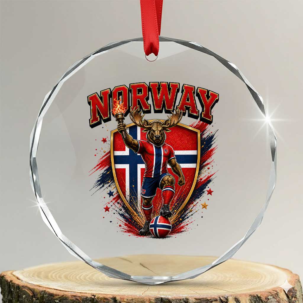 Funny Norway Norwegian Moose Crystal Glass Ornament Soccer Fan Game Day Gift