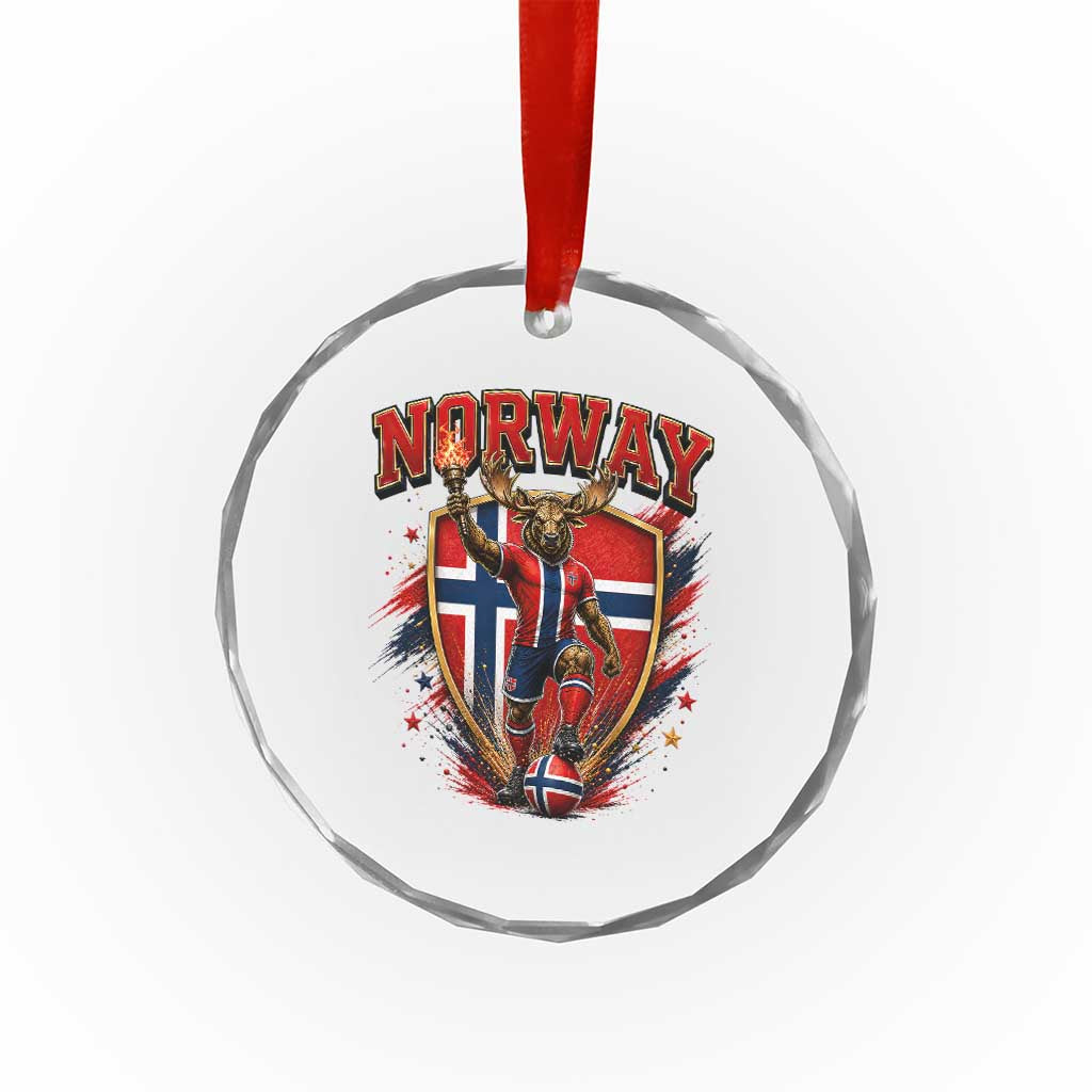 Funny Norway Norwegian Moose Crystal Glass Ornament Soccer Fan Game Day Gift