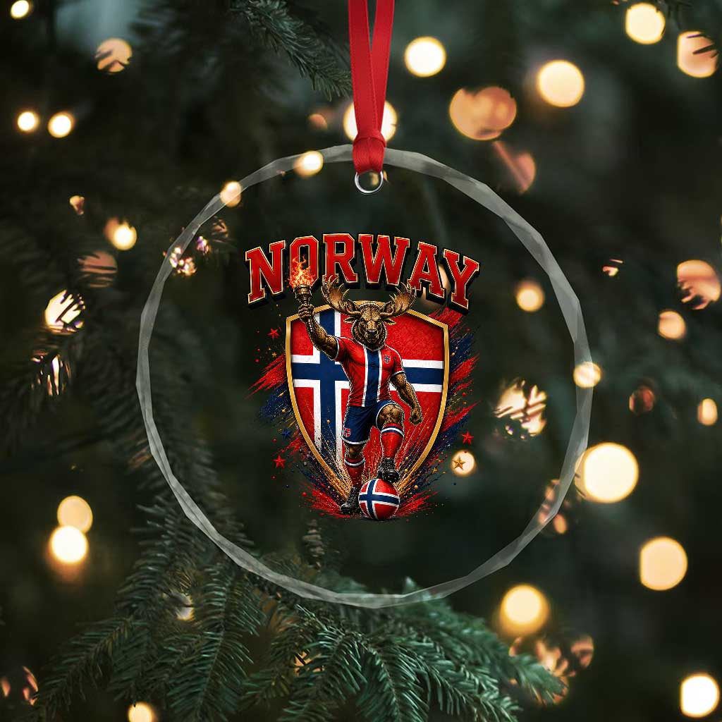Funny Norway Norwegian Moose Crystal Glass Ornament Soccer Fan Game Day Gift