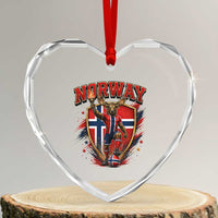 Funny Norway Norwegian Moose Heart Crystal Glass Ornament Soccer Fan Game Day Gift