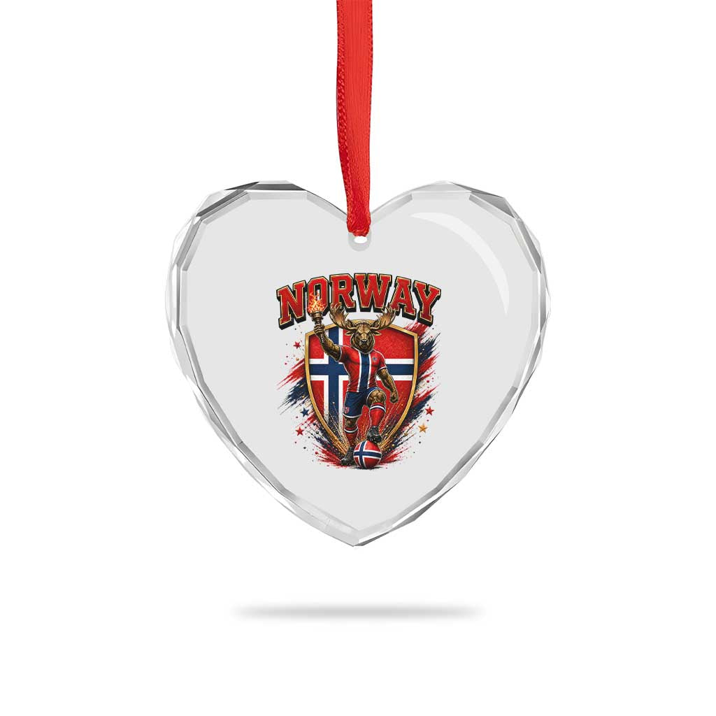 Funny Norway Norwegian Moose Heart Crystal Glass Ornament Soccer Fan Game Day Gift