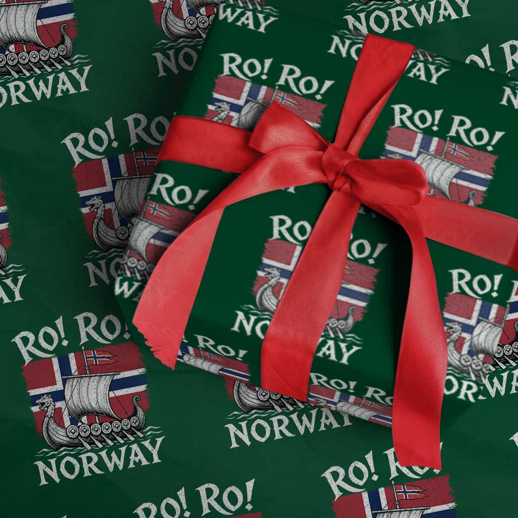 Funny Norway Viking Longship Ro Ro Wrapping Paper Roll Vintage Norge Norwegian Flag Football Fans