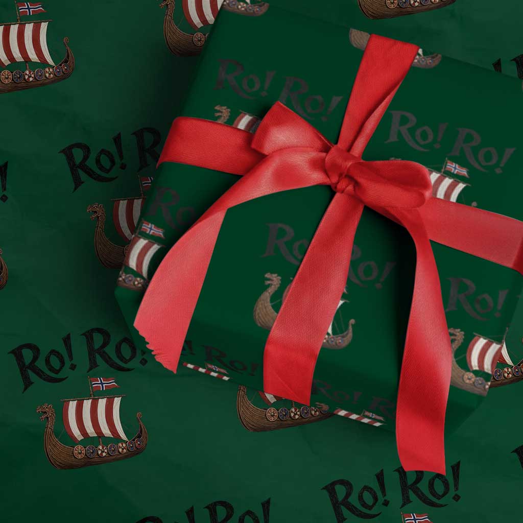 Funny Norwegian Viking Longship Ro Ro Wrapping Paper Roll Retro Norge Norway Flag Football Fans