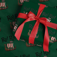Funny Norwegian Viking Longship Ro Ro Wrapping Paper Roll Retro Norge Norway Flag Football Fans