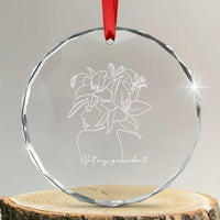 Funny Not My President Crystal Glass Ornament Liberal Floral Woman Face - Wonder Print Shop