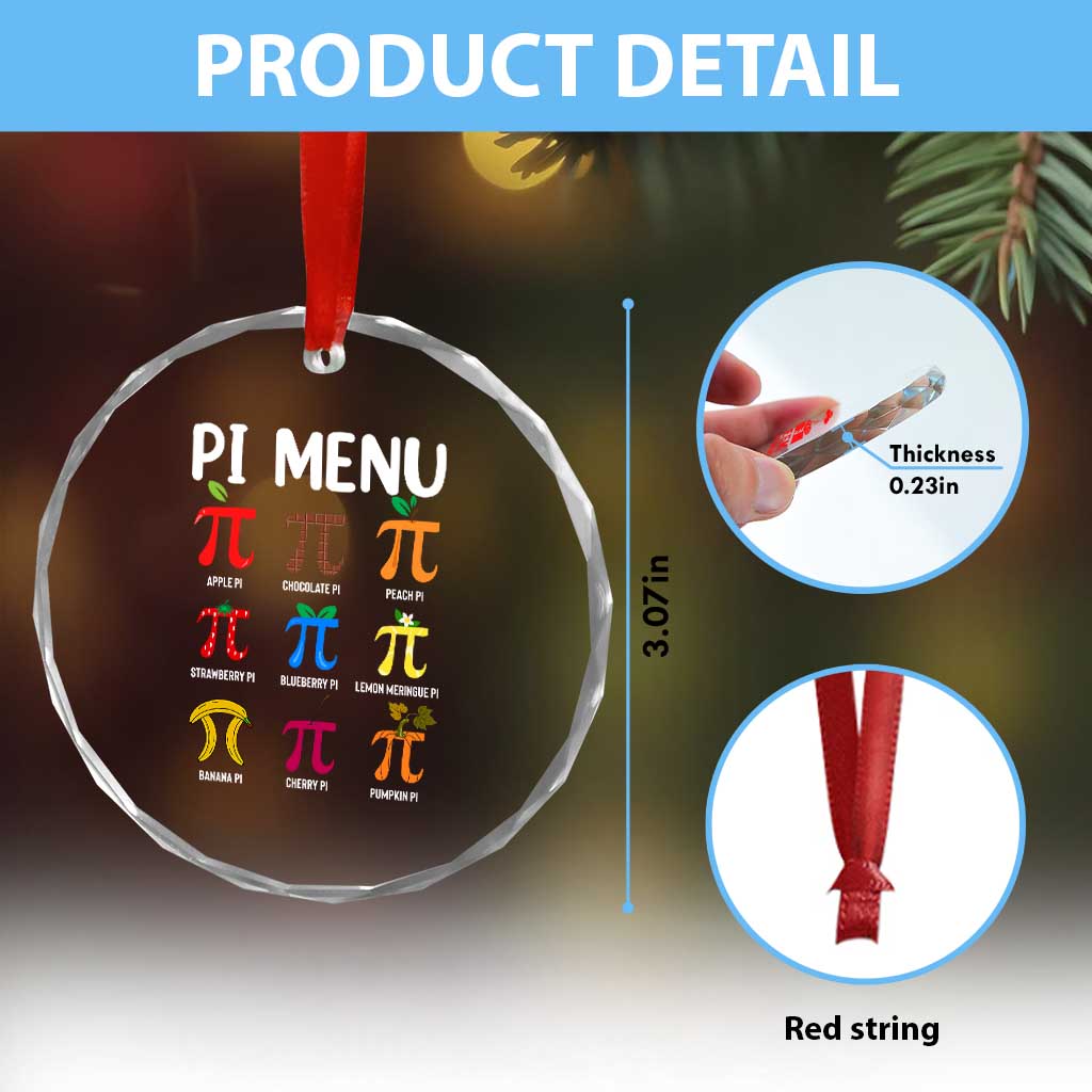 Funny Number Pi Crystal Glass Ornament Pi Menu 3.14 Pi Symbol - Math Teacher Happy Pi Day - Wonder Print Shop