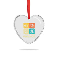 Funny Number Pi Heart Crystal Glass Ornament I Ate Some Pie and It Was Delicious Funny PI Day Math Pun - Wonder Print Shop