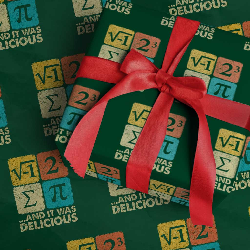 Funny Number Pi Wrapping Paper Roll I Ate Some Pie and It Was Delicious Funny PI Day Math Pun - Wonder Print Shop