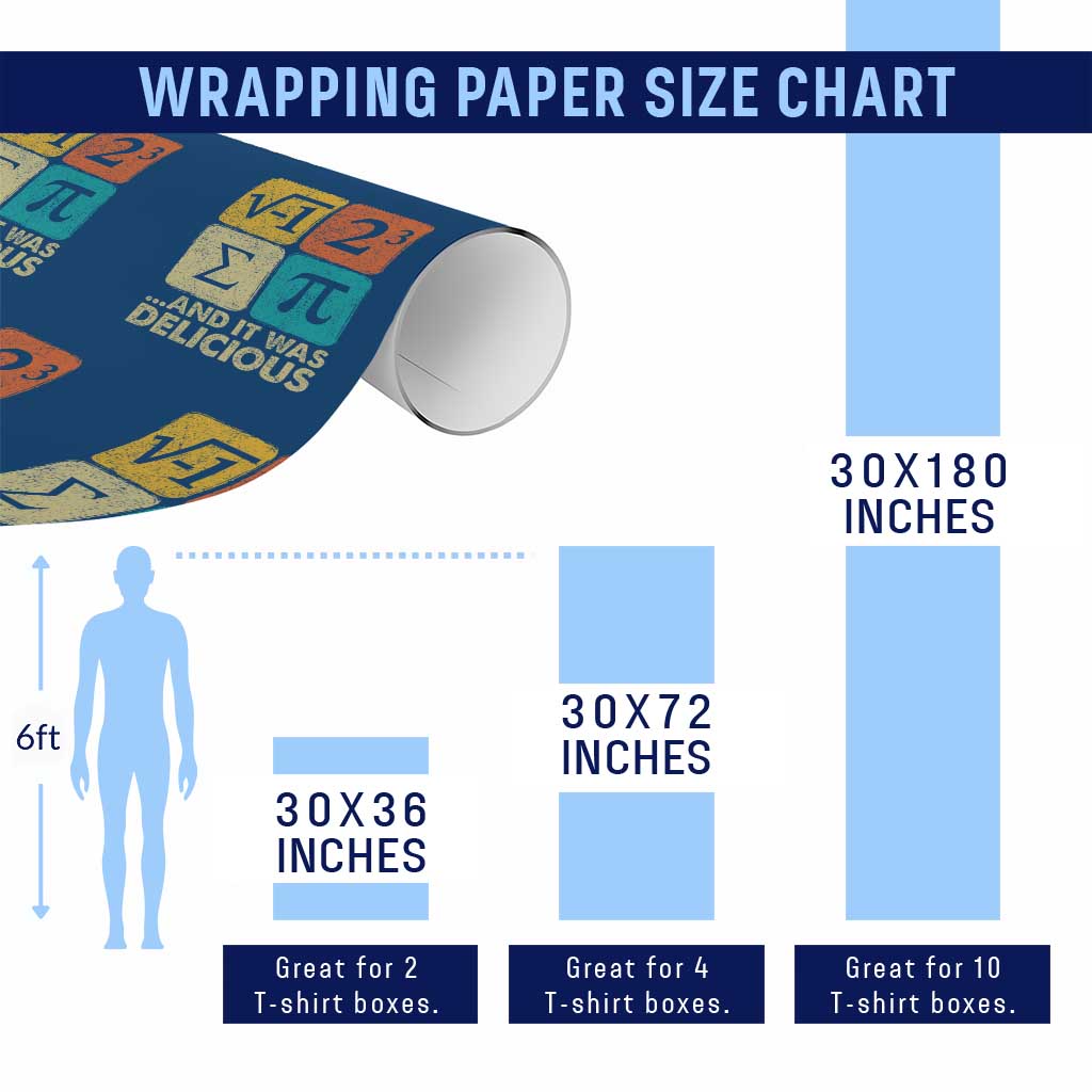 Funny Number Pi Wrapping Paper Roll I Ate Some Pie and It Was Delicious Funny PI Day Math Pun - Wonder Print Shop