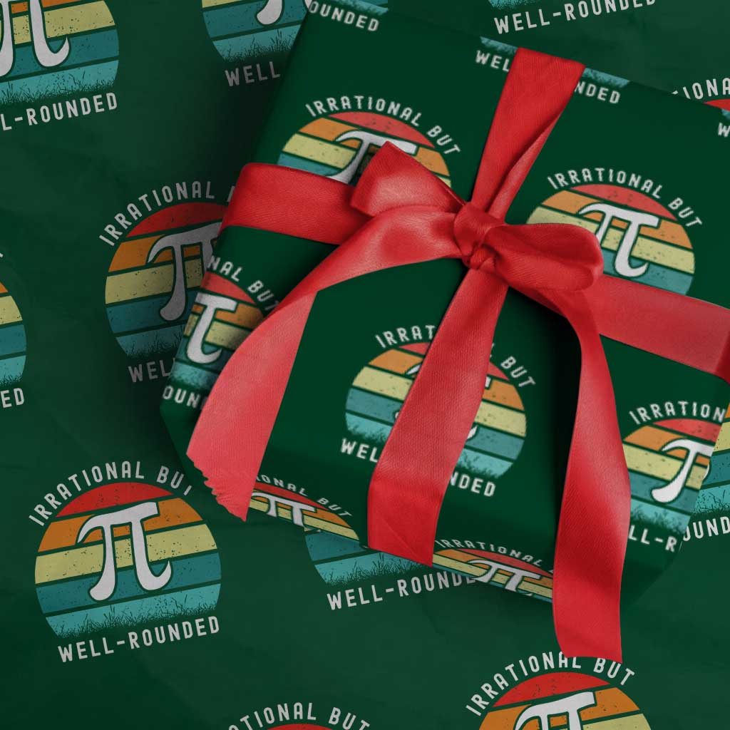Funny Number Pi Wrapping Paper Roll Retro Irrational But Well Rounded Pi Day Celebration Math - Wonder Print Shop