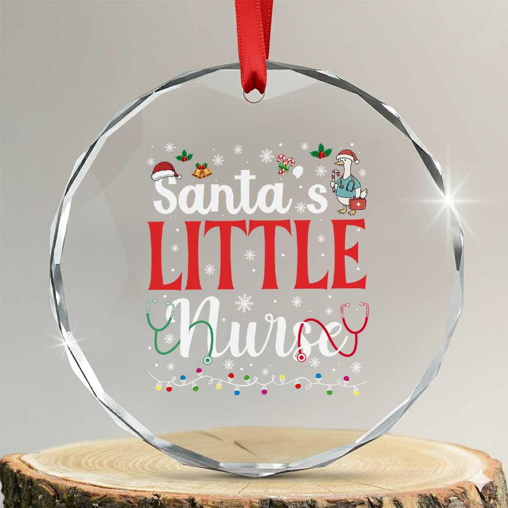 Funny Nurse Christmas Crystal Glass Ornament Santa Little Nurse - Wonder Print Shop