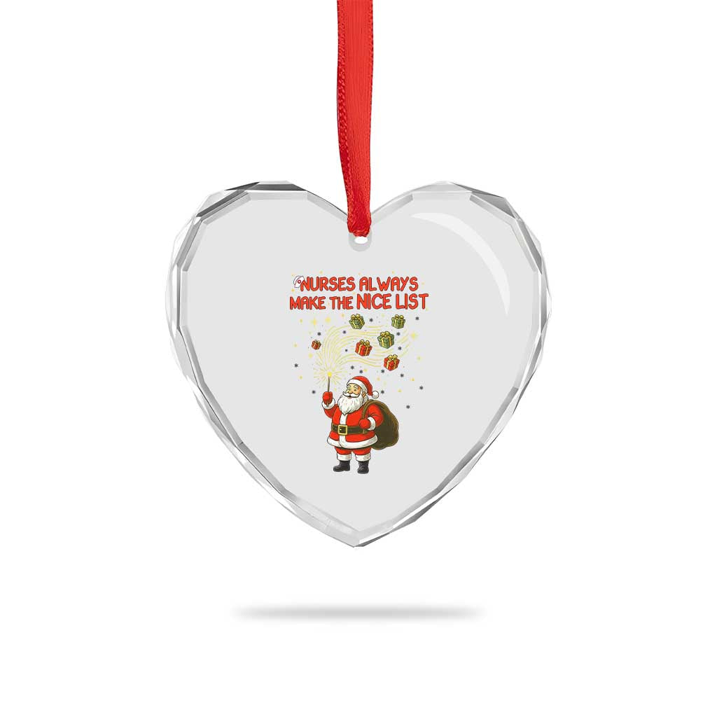 Funny Nurse Christmas Heart Crystal Glass Ornament Nurses Always Make The Nice List - Wonder Print Shop