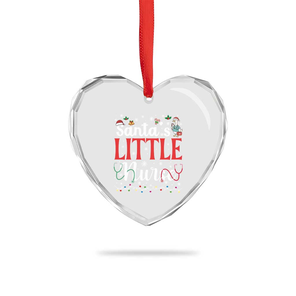Funny Nurse Christmas Heart Crystal Glass Ornament Santa Little Nurse - Wonder Print Shop