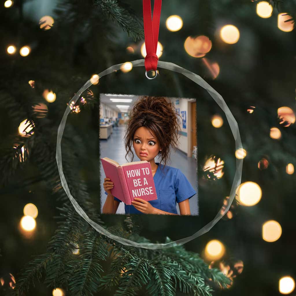 Funny Nursing Student Doll Face Meme Crystal Glass Ornament Future Nurse Gift