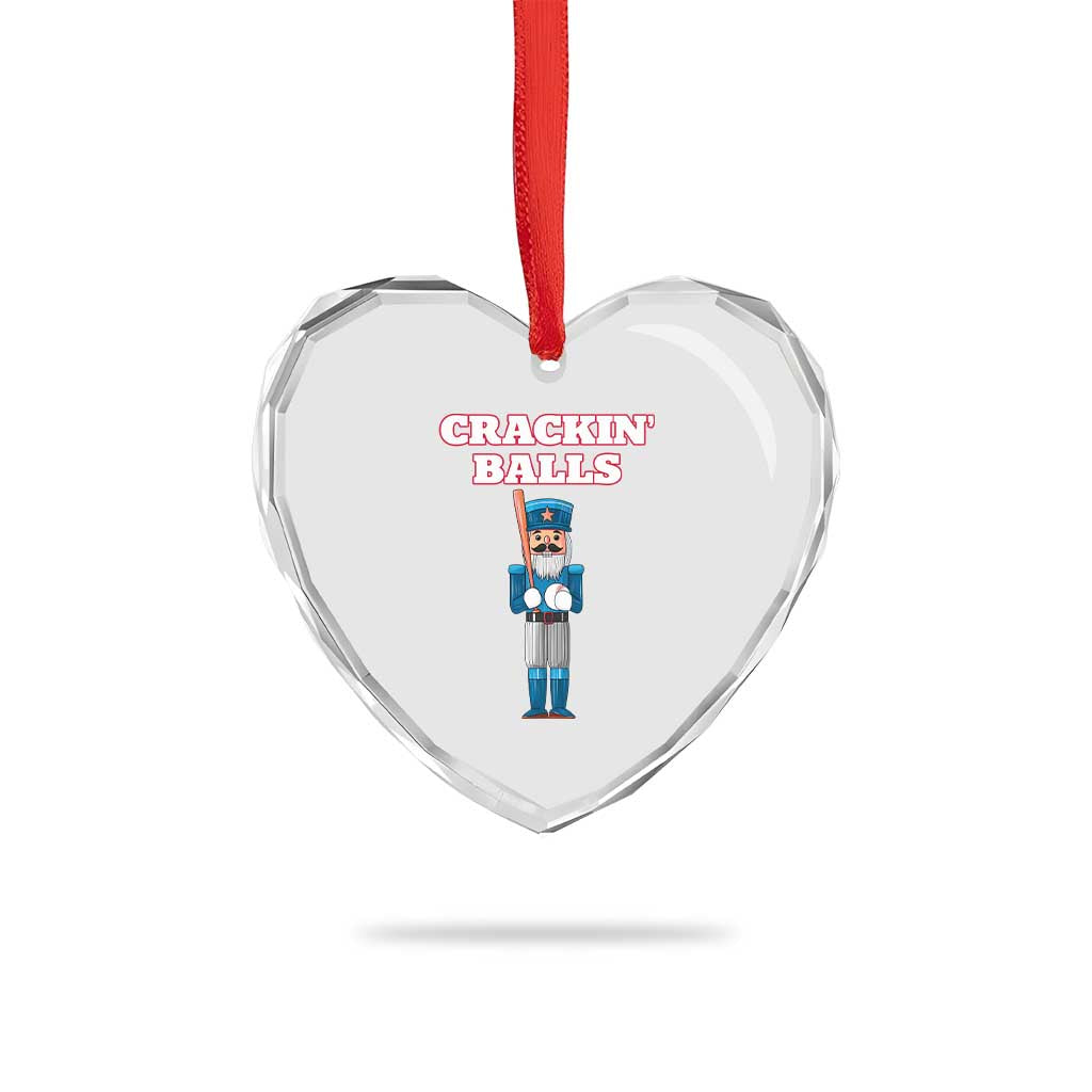 Funny Nutcracker Baseball Heart Crystal Glass Ornament Crackin' Balls Baseball Players - Wonder Print Shop