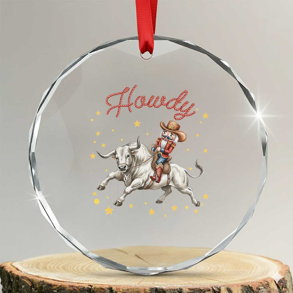 Funny Nutcracker Bull Riding Crystal Glass Ornament Howdy Western Christmas Holiday Gift - Wonder Print Shop