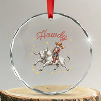 Funny Nutcracker Bull Riding Crystal Glass Ornament Howdy Western Christmas Holiday Gift - Wonder Print Shop