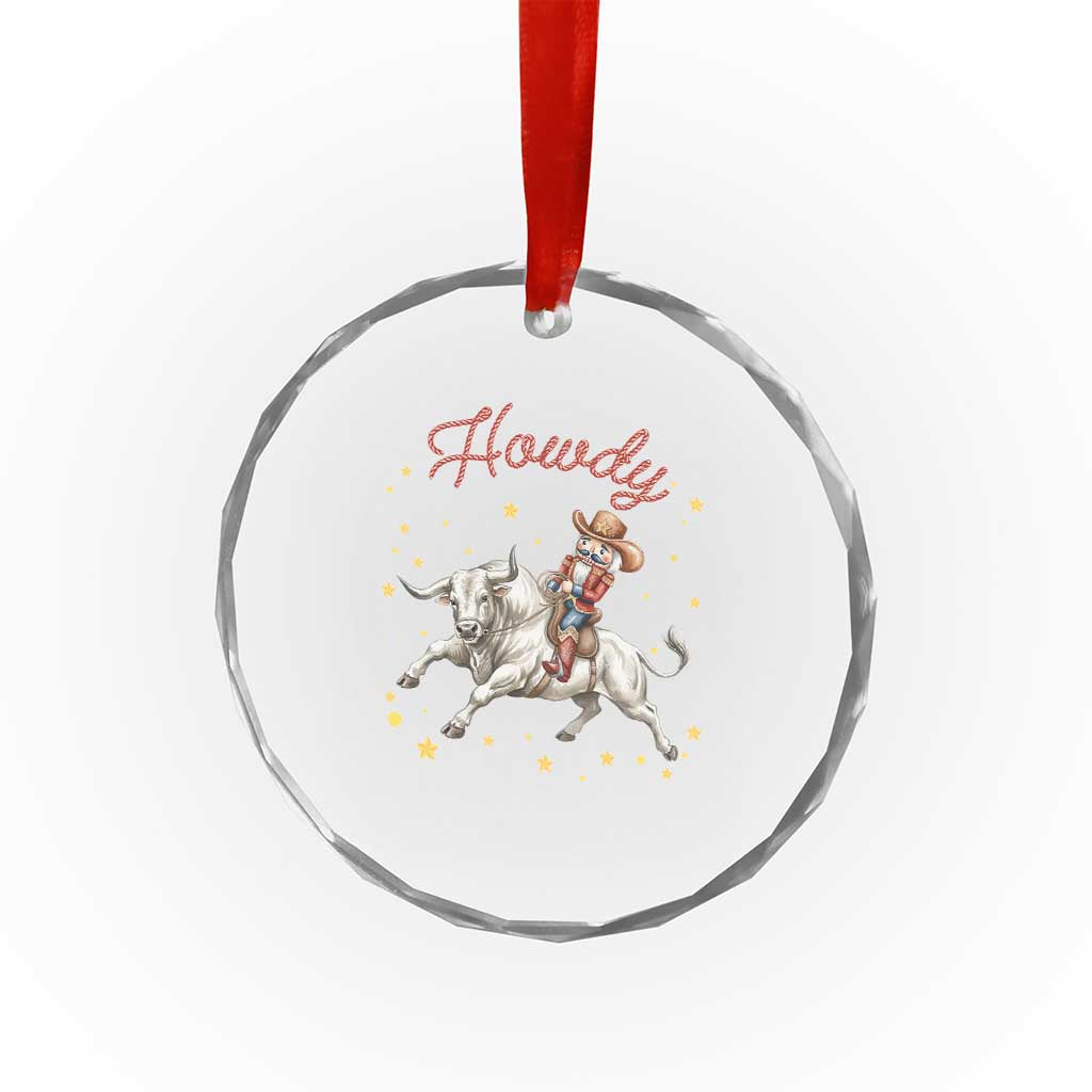 Funny Nutcracker Bull Riding Crystal Glass Ornament Howdy Western Christmas Holiday Gift - Wonder Print Shop