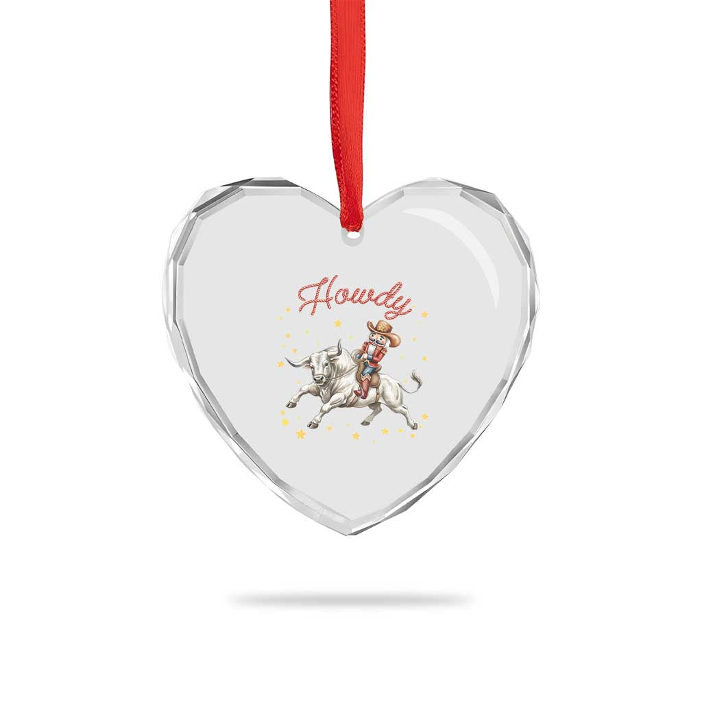 Funny Nutcracker Bull Riding Heart Crystal Glass Ornament Howdy Western Christmas Holiday Gift - Wonder Print Shop