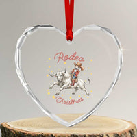Funny Nutcracker Bull Riding Rodeo Christmas Heart Crystal Glass Ornament Western Holiday Gift - Wonder Print Shop