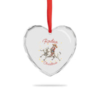 Funny Nutcracker Bull Riding Rodeo Christmas Heart Crystal Glass Ornament Western Holiday Gift - Wonder Print Shop