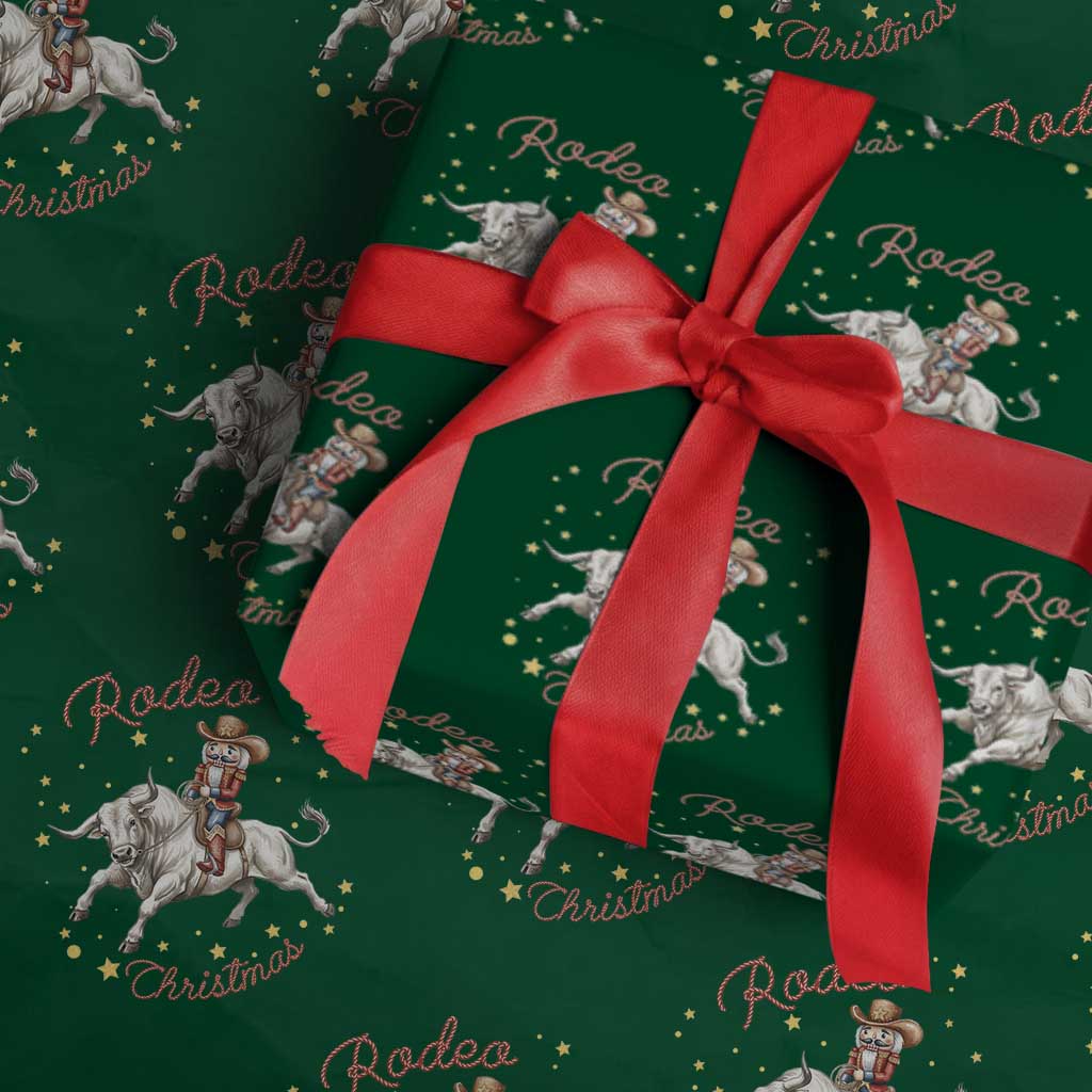 Funny Nutcracker Bull Riding Rodeo Christmas Wrapping Paper Roll Western Holiday Gift - Wonder Print Shop