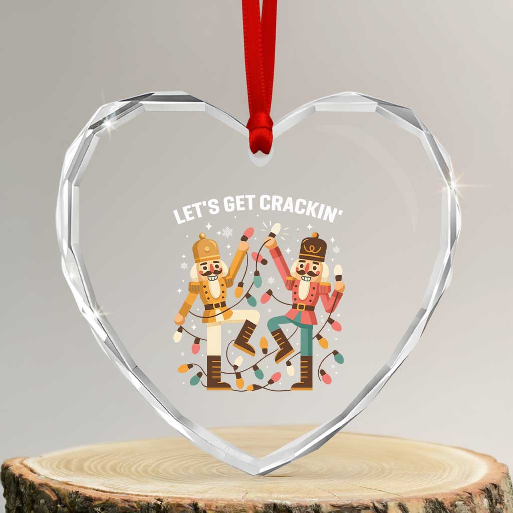 Funny Nutcracker Christmas Heart Crystal Glass Ornament Let Us Get Crackin - Wonder Print Shop