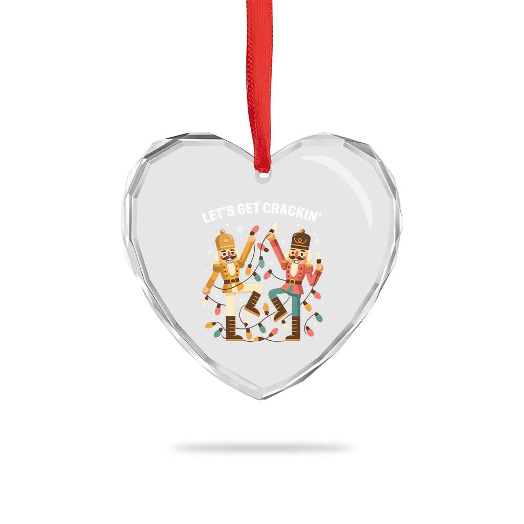 Funny Nutcracker Christmas Heart Crystal Glass Ornament Let Us Get Crackin - Wonder Print Shop