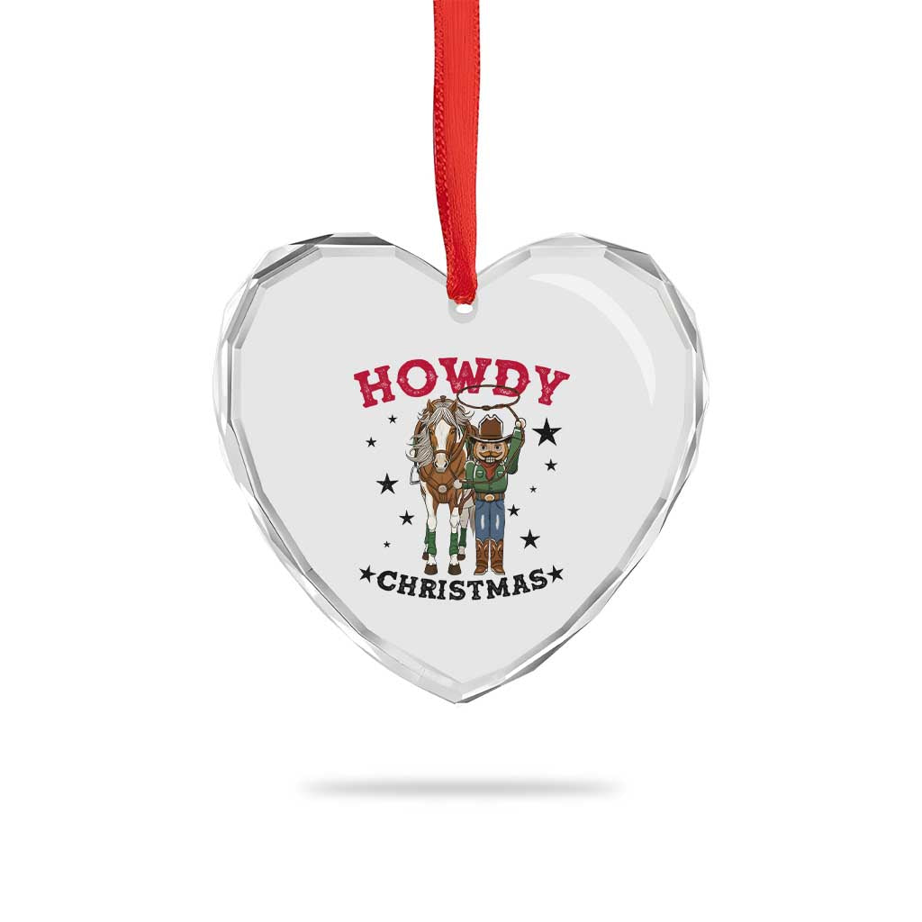 Funny Nutcracker Cowboy Howdy Christmas Heart Crystal Glass Ornament Western Holiday Gift - Wonder Print Shop