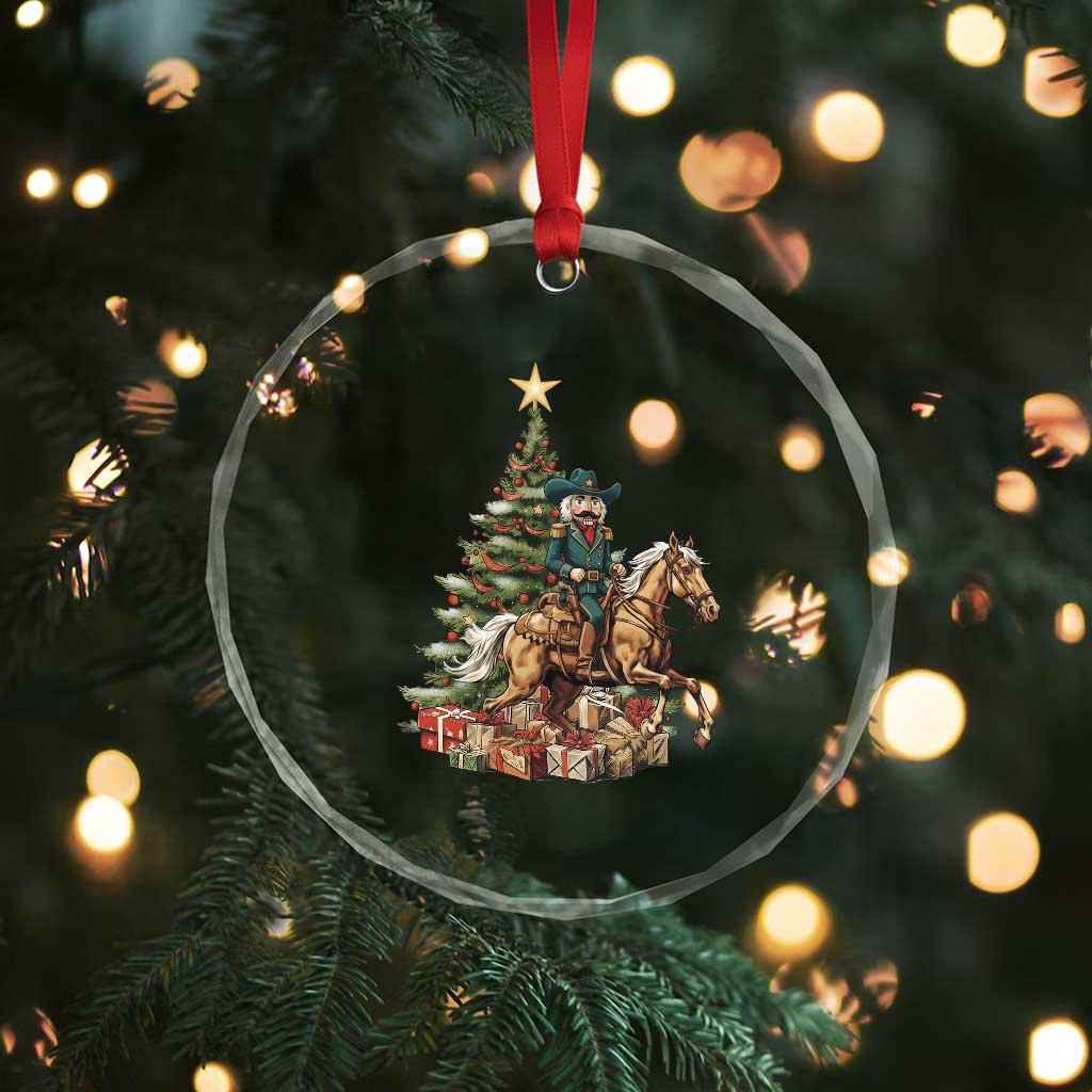Funny Nutcracker Riding Horse Crystal Glass Ornament Western Life Christmas Gift - Wonder Print Shop