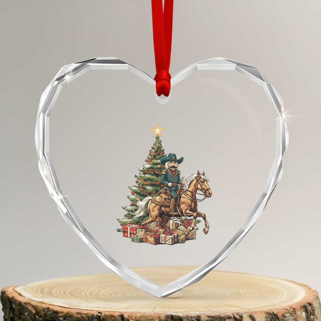 Funny Nutcracker Riding Horse Heart Crystal Glass Ornament Western Life Christmas Gift - Wonder Print Shop