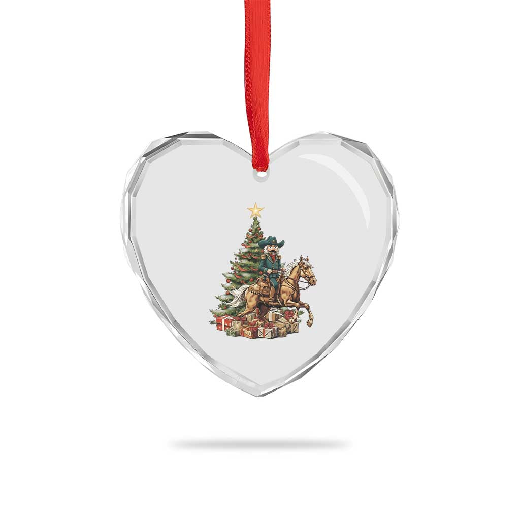 Funny Nutcracker Riding Horse Heart Crystal Glass Ornament Western Life Christmas Gift - Wonder Print Shop