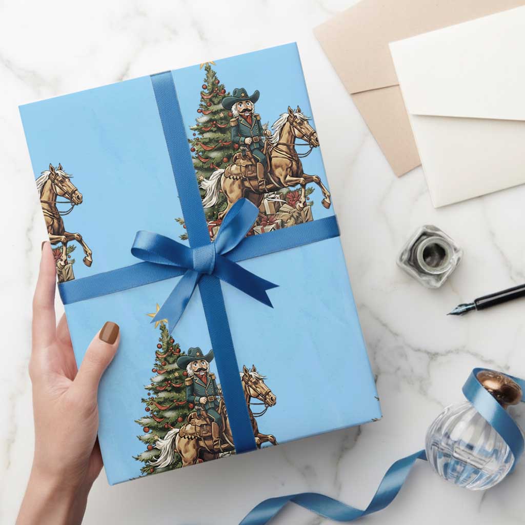 Funny Nutcracker Riding Horse Wrapping Paper Roll Western Life Christmas Gift - Wonder Print Shop